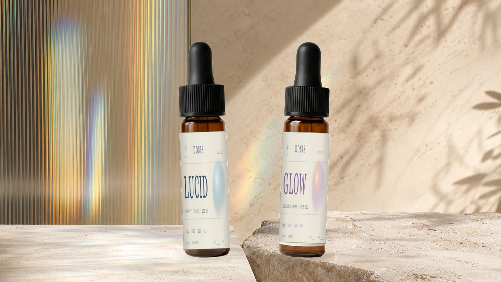 LUCID and GLOW in a prismatic studio setting