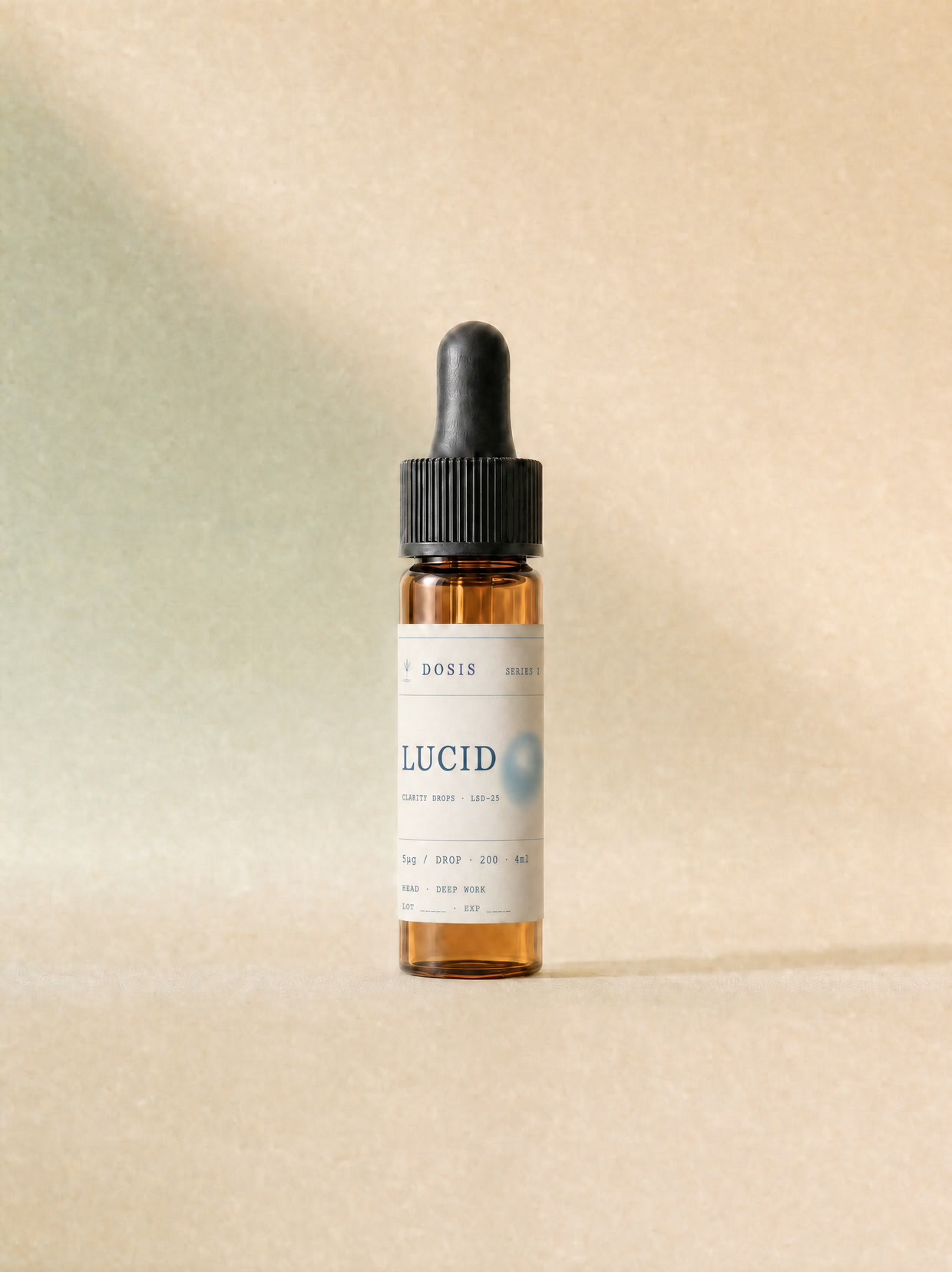 LUCID DOSIS Series I 4mL amber dropper vial with the approved v6 label